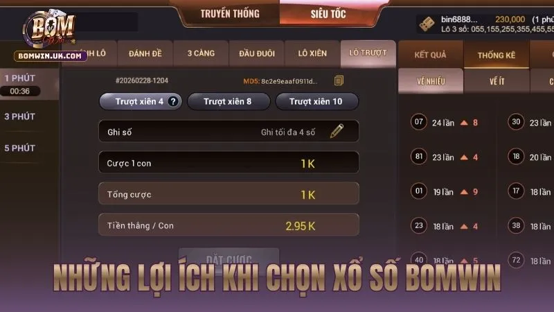 lợi ích vượt trội khi chọn Xổ Số tại sảnh bom win